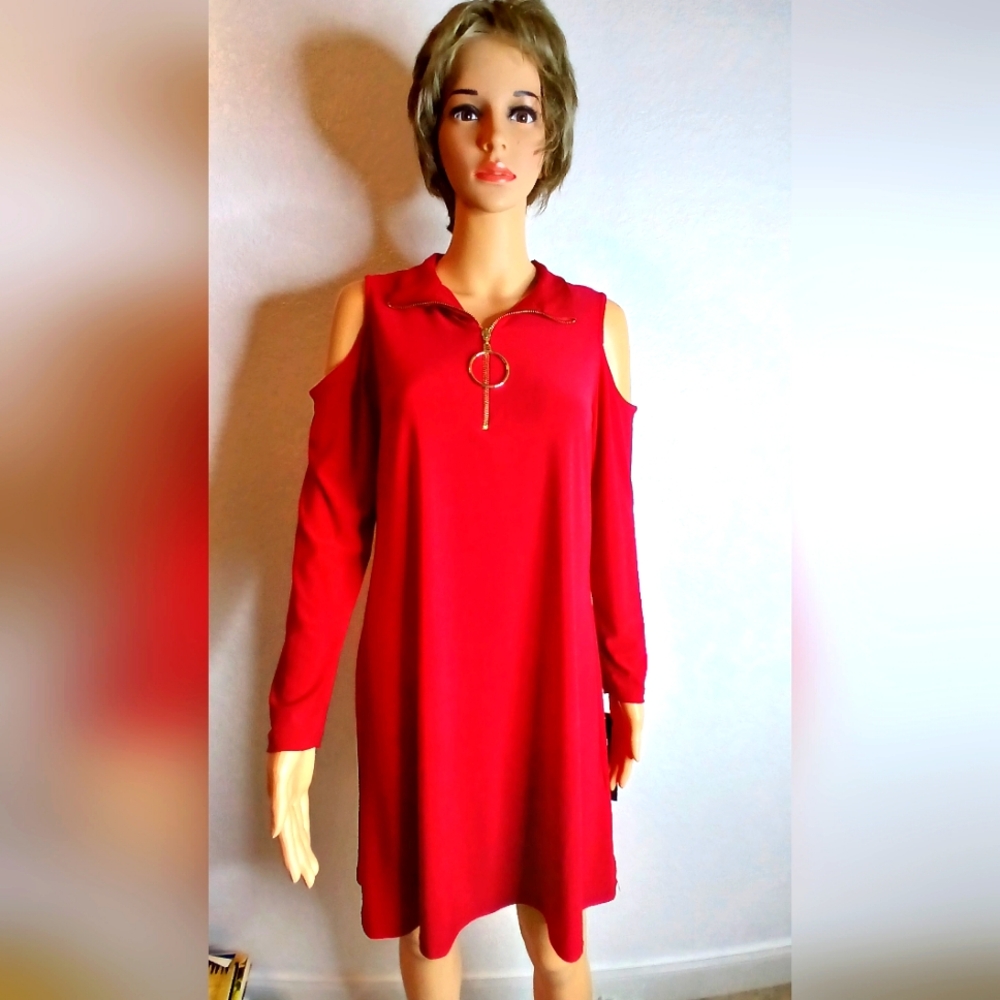 Casual MSK Red Cold Shoulder Easter Dress